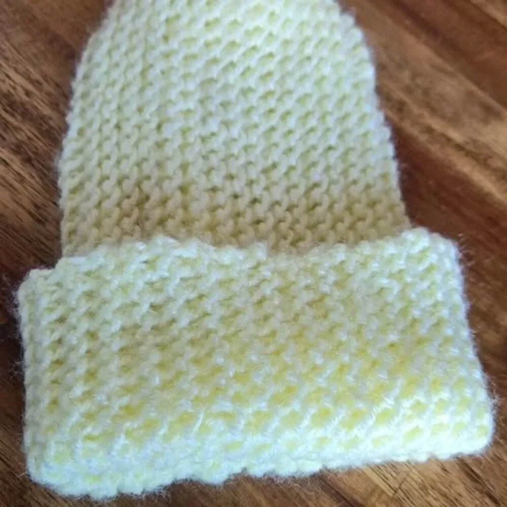 Knit Pastel Yellow Beanie Hat Child Toddler Size Fits Newborn to 4 Years